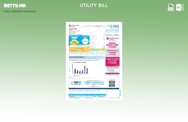 Модерен стил Индија CESC Ограничена шаблон за комунални сметки збор
